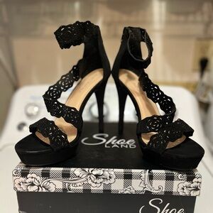 Black lace stilettos